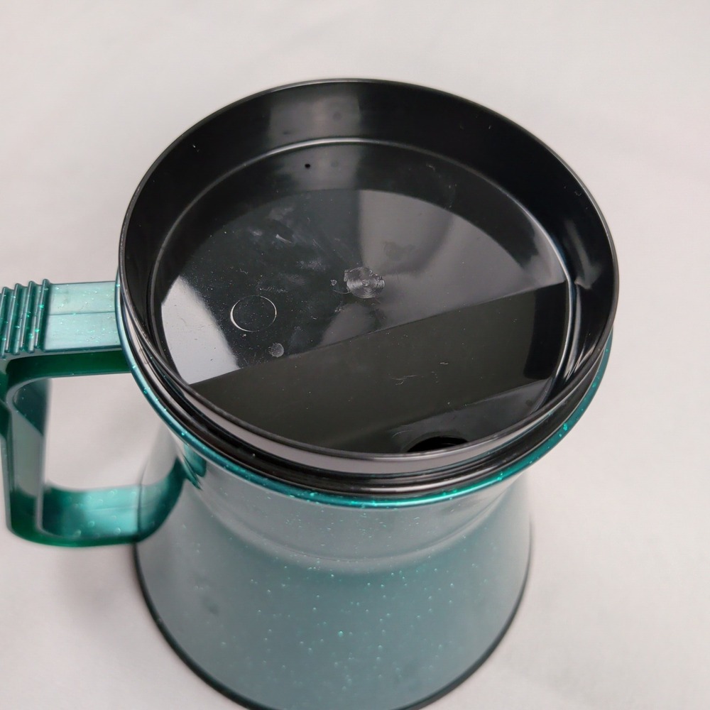 Mobile Mug Non-Tip Travel Tumbler Teal Green Speckled Weighted Base Made in USA - Picture 4 of 9